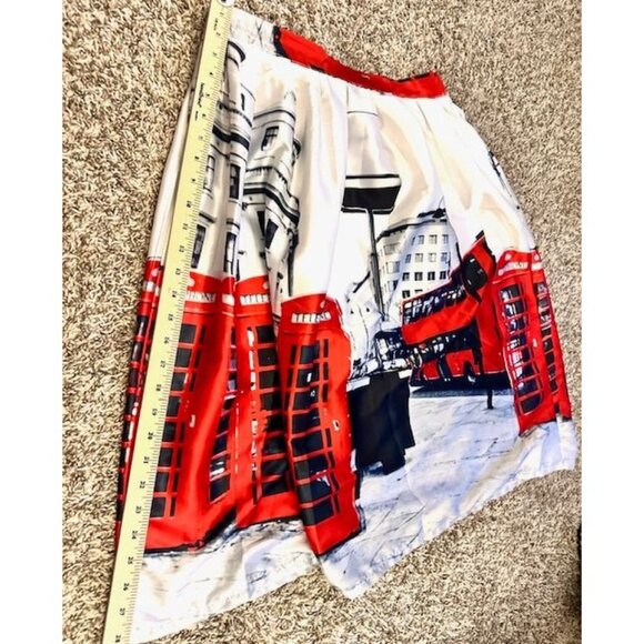 Face & Face Women Nostalgic Y2K NY Travel Telephone Booths Silky Pleaded Skirt L - Picture 6 of 8